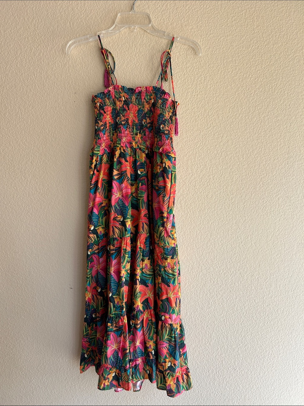 Anthropologie farm rio cover up- midi dressMulticolor Beaded Tropical Print 
S - Picture 8 of 8